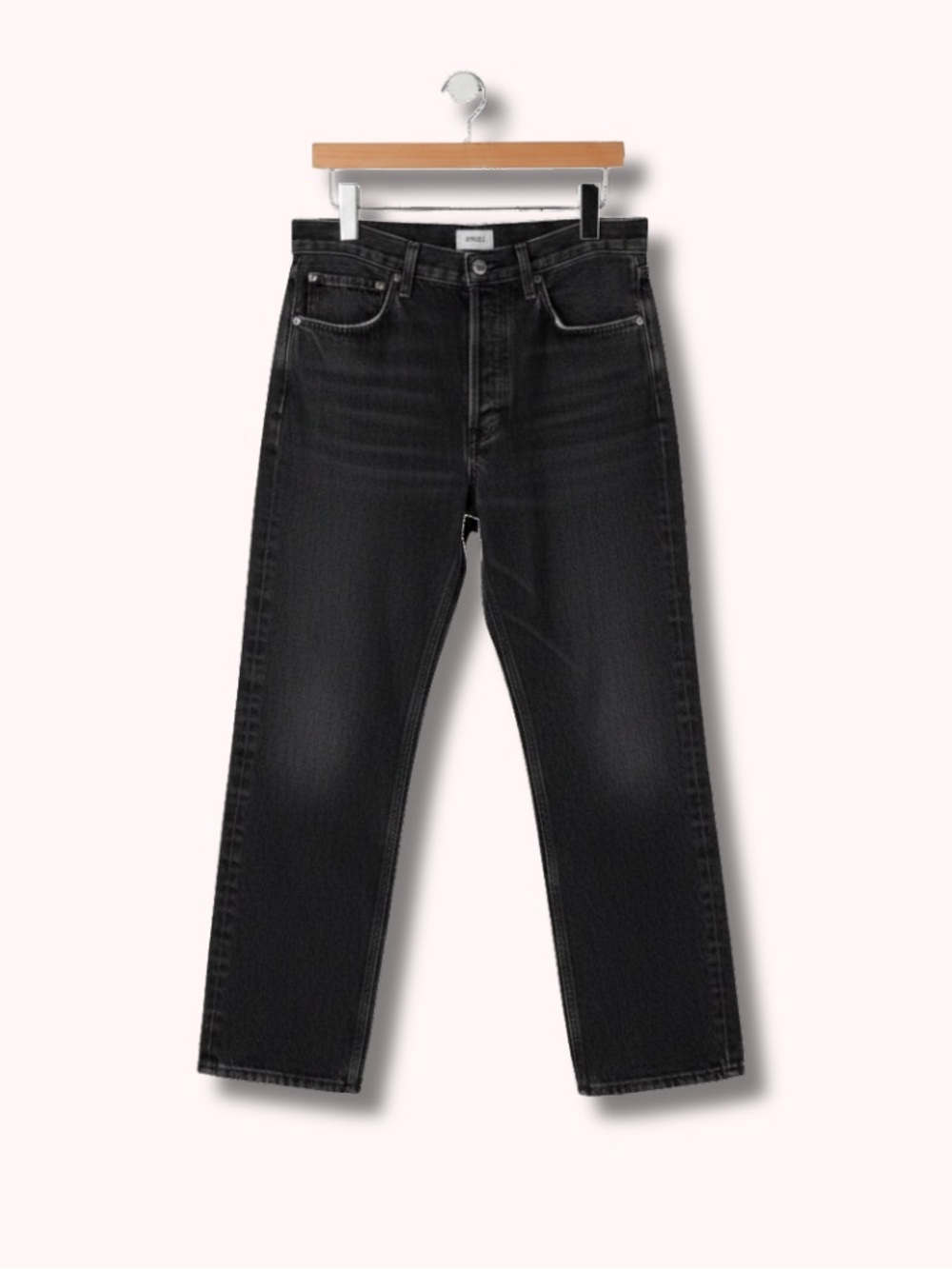 AGOLDE High Rise Wide Leg Jeans Black Distressed Denim US 28